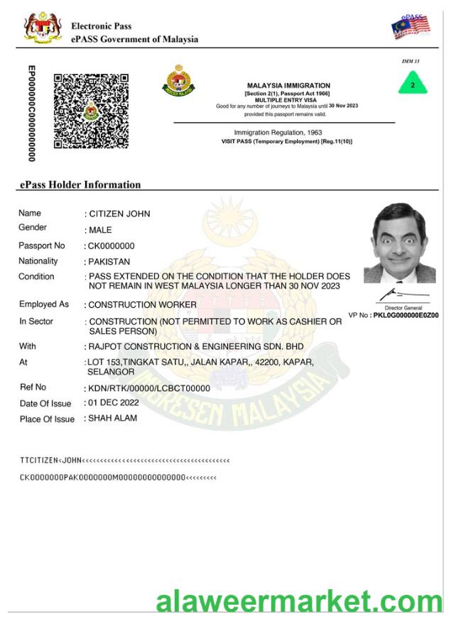 MALAYSIA e-pass entry visa